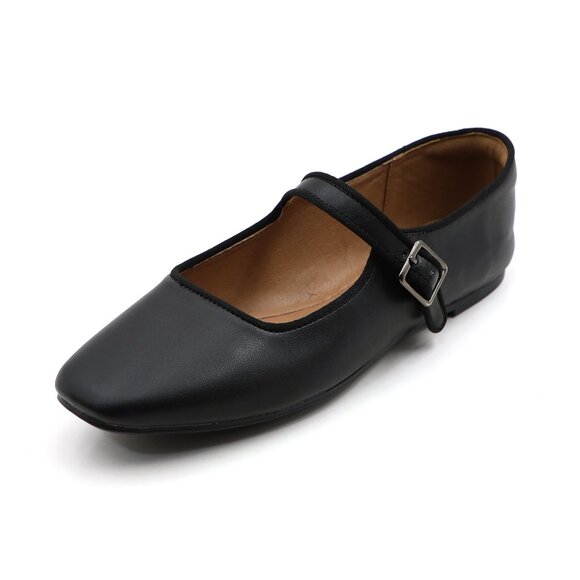 Black Cushioned Insole Classic Mary Jane Ballet Flat Adjustable Ankle Strap - Picture 10 of 11